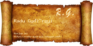 Radu Györgyi névjegykártya